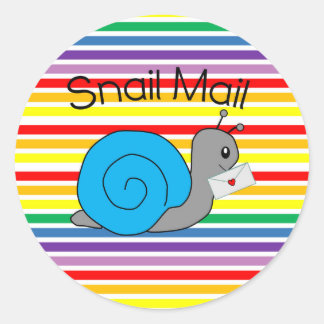 Snigel Mail Sticker - regnbåge rand!! Runt Klistermärke