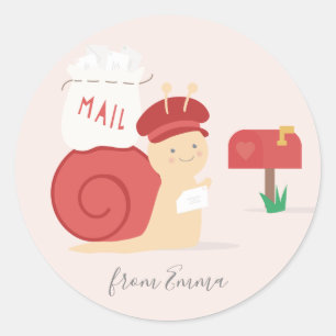 Snigel Mail Valentine Sticker Runt Klistermärke