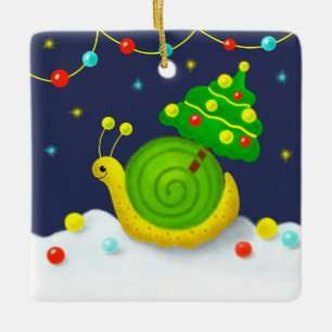 Snigel med Julgran Julgransprydnad Keramik