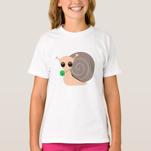 Snigel med Klöver Barn T-Shirt (Framsida)