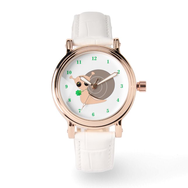 Snigel med klöverklocka - Lucky Snail Armbandsur (Framsida)