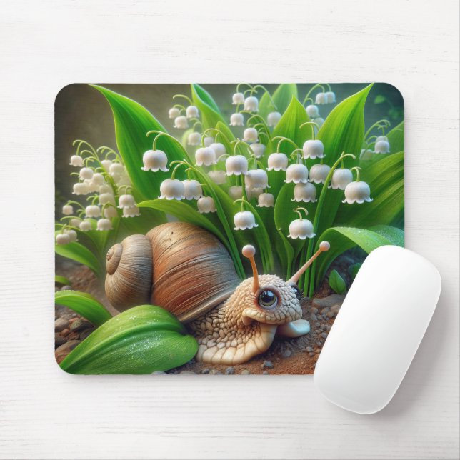 Snigel med Lily of the Valley Flowers Musmatta (Med mus)