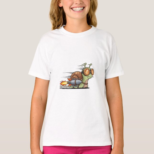 Snigel med raket och skyddsbrillor för barn t shirt (Framsida)