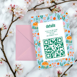 Snigel Mushroom Cute Adsible QR CODE BABY SHOWER Tilläggskort