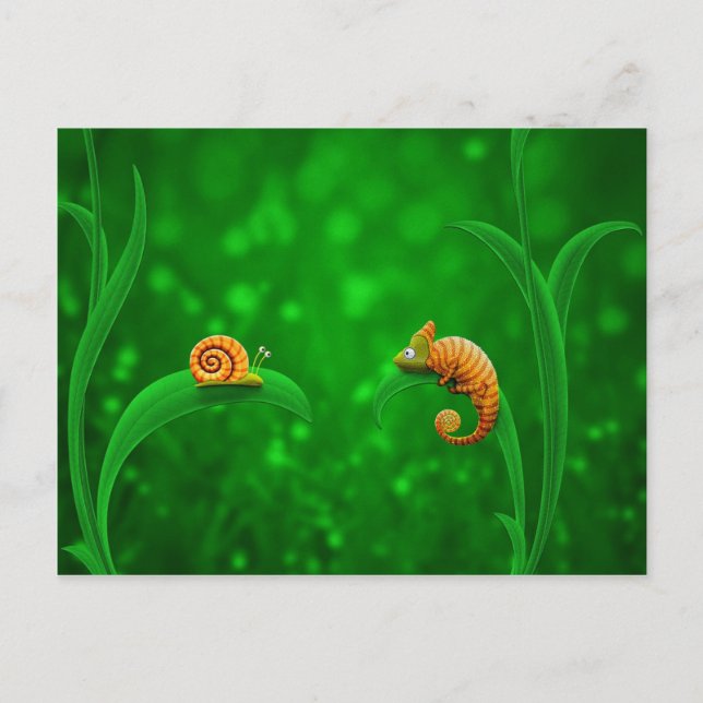 Snigel och Chameleon Vykort (Framsida)