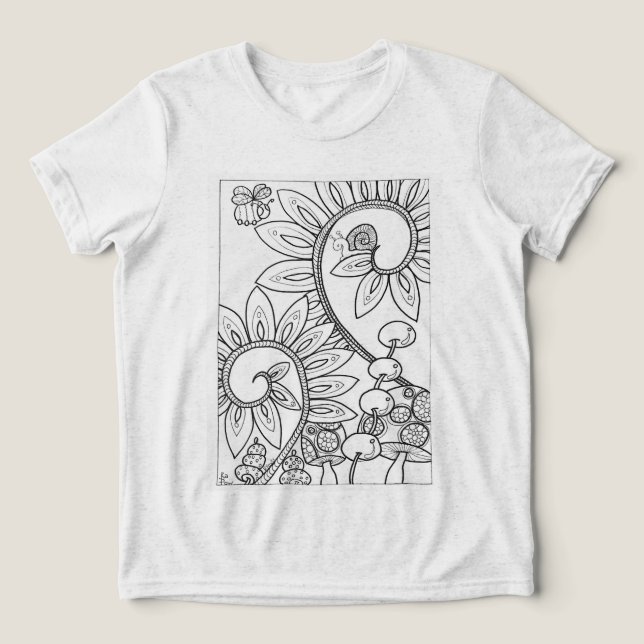 snigel och ett litet bin med blommor t shirt (Design Framsida)