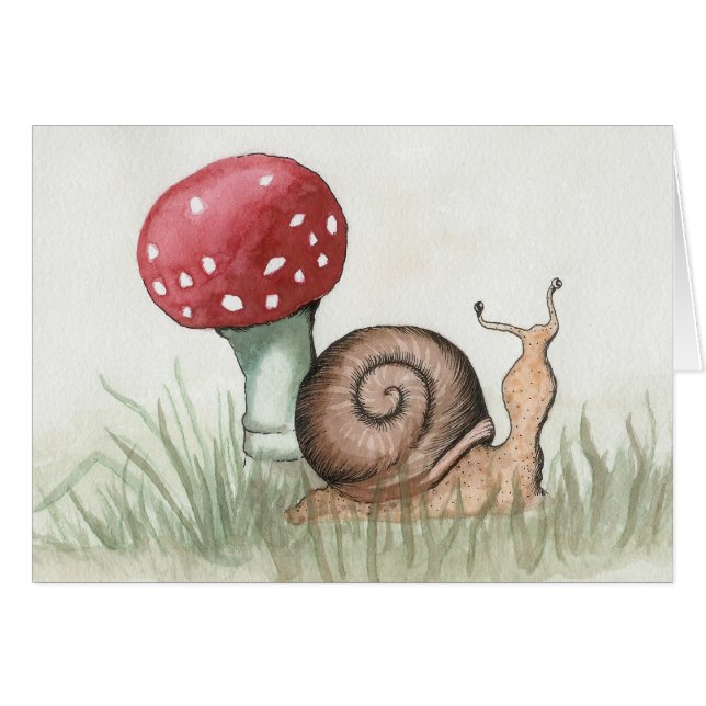 Snigel och Mushroom Hälsningskort (Framsidan Horizontal)