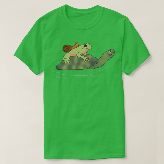 snigel på en groda på en sköldpadda t shirt (Design framsida)