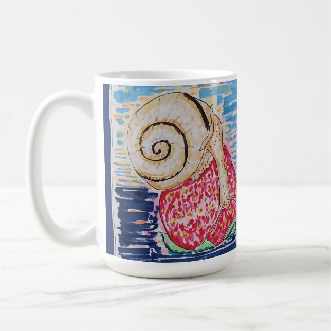 Snigel på jordgubben kaffemugg (Vänster)