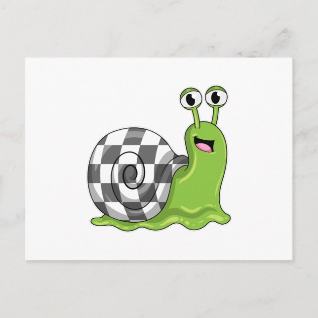 Snigel på schack med schackbräde vykort (Framsida)
