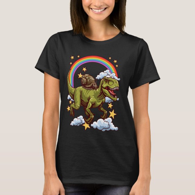 Snigel Rides a Dinosaur Dino T Shirt (Framsida)