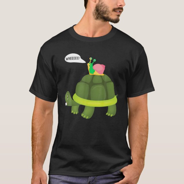Snigel Riding Turtle Rolig tröja T Shirt (Framsida)