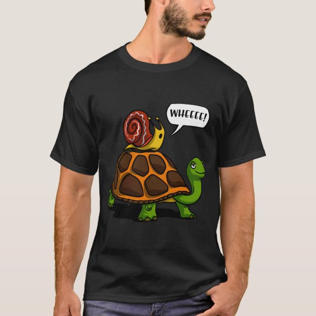 Snigel Ridning Sköldpadda T Shirt (Framsida)