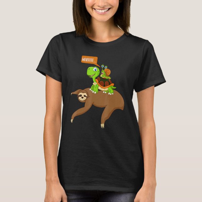 Snigel ridning Sloth och Turtle Funny Running Tee (Framsida)