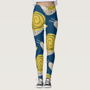 Snigel silhuetter: gult, rosa mönster. leggings