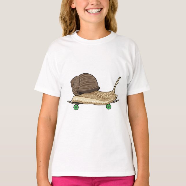 Snigel som Skater med Skateboard T Shirt (Framsida)