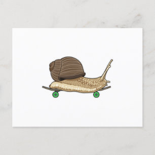 Snigel som Skridskoåkare med Skateboard Vykort