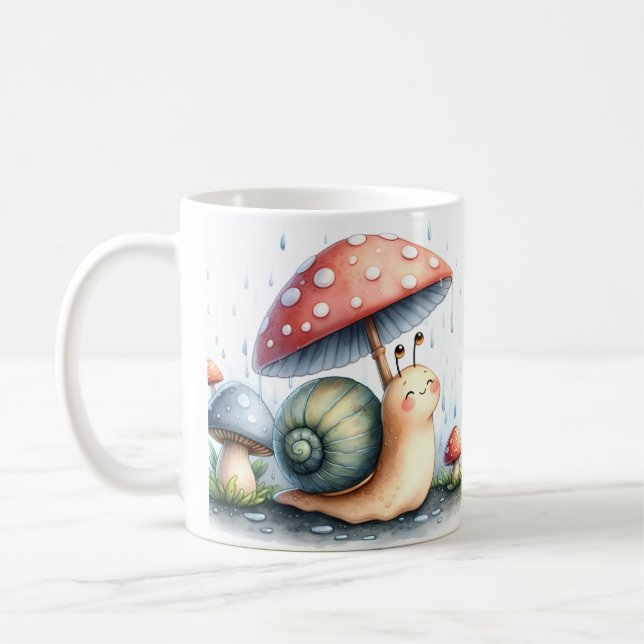 Snigel under Mushroom Umbrella Kaffemugg (Vänster)