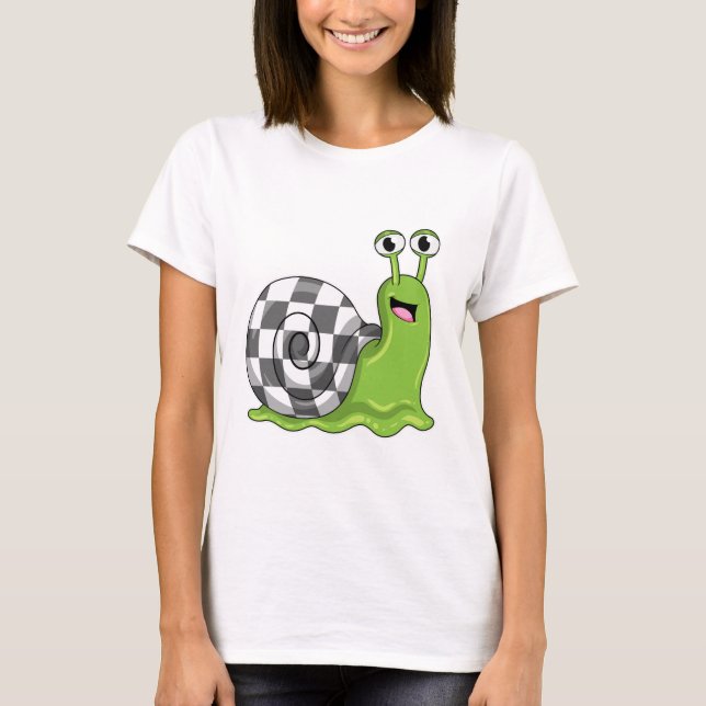 Snigel vid Chess med Chessboard T Shirt (Framsida)