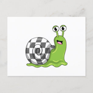 Snigel vid schack med schackbräde vykort