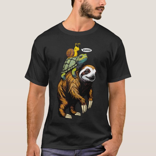 Snigelbärare Snigel Piggsvinsryttare Långsamt Djur T Shirt (Framsida)