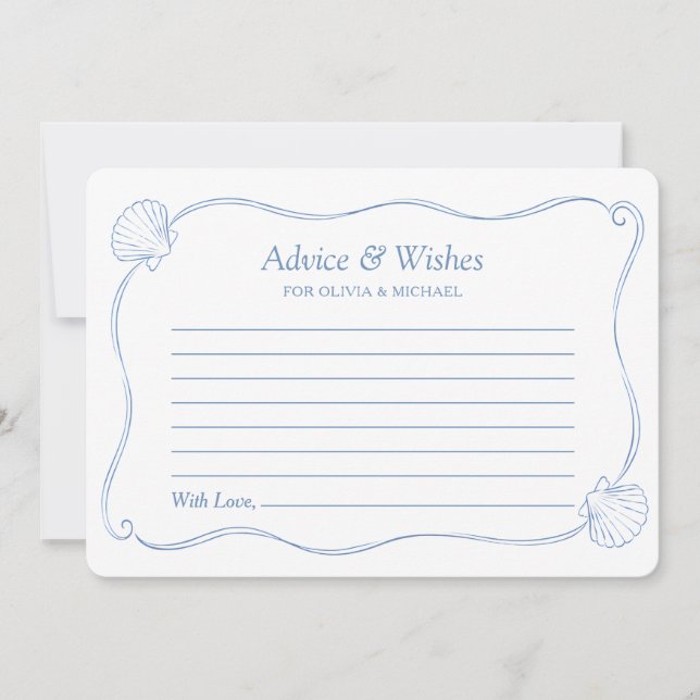 Snigelskal & Bröllopsklockor Bröllopsduschråd Anteckningskort (Framsida)