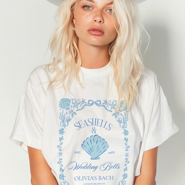 Snigelskal & Bröllopsklockor Möhippa T Shirt (Seashells & Wedding Bells Bachelorette Tri-Blend Shirt)