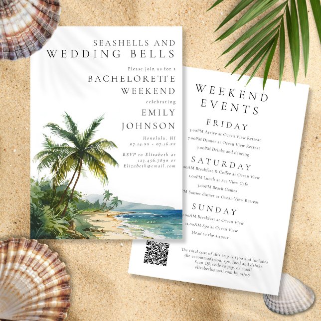 Snigelskal Bröllopsklockor Sistaminuten-Weekend Inbjudningar (Seashells Wedding Bells Bachelorette Weekend Invitation)
