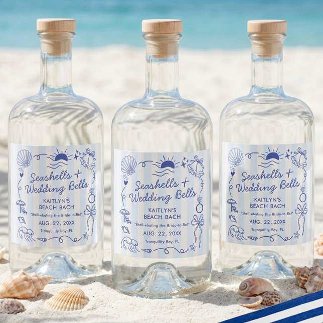 Snigelskal & Bröllopsklockor Strand Sängkammaren M Spritflaskor Etikett (Skapare uppladdad)