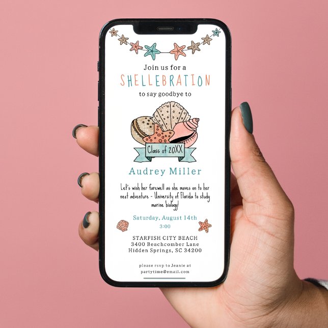 Snigelskal Examinerad Person Avresa Avsked Inbjudningar (Sized for easy texting!)