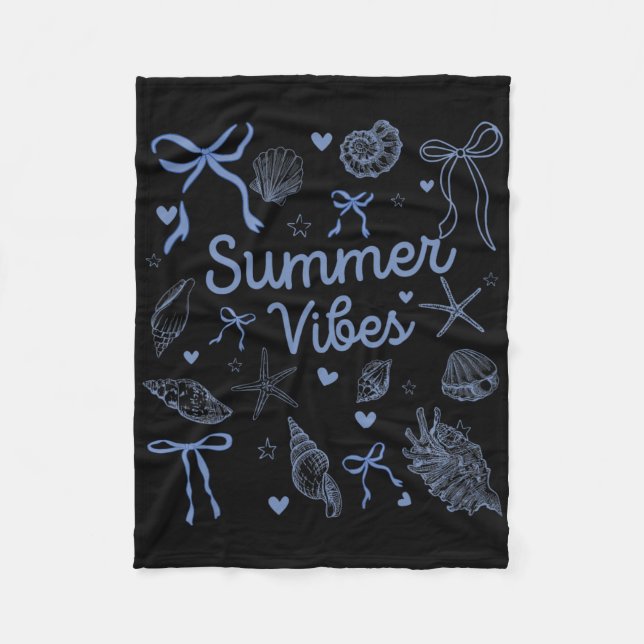 Snigelskal Flirtig Båge Strand Sommar Vibes Semest Fleecefilt (Framsidan)