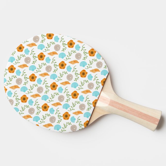 Snigelskal Havssnäcka Orange Blomma Gröna blad Pingisracket (Sidan)