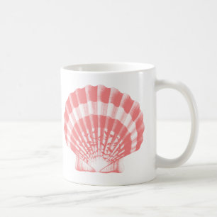 Snigelskal - korallrosa och vit kaffemugg