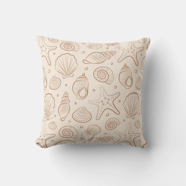 Snigelskal kustnära boho strand neutral kräm kudde (Framsida)