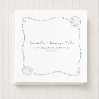 Snigelskal och bröllopsklockor Kustbröllopsdusch Pappersservett