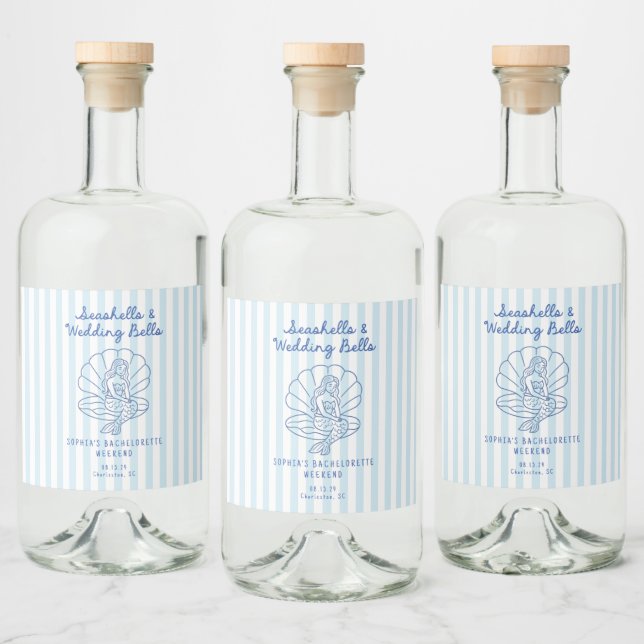 Snigelskal och bröllopsklockor Kustnära Sängvätnin Spritflaskor Etikett (Flaskor)