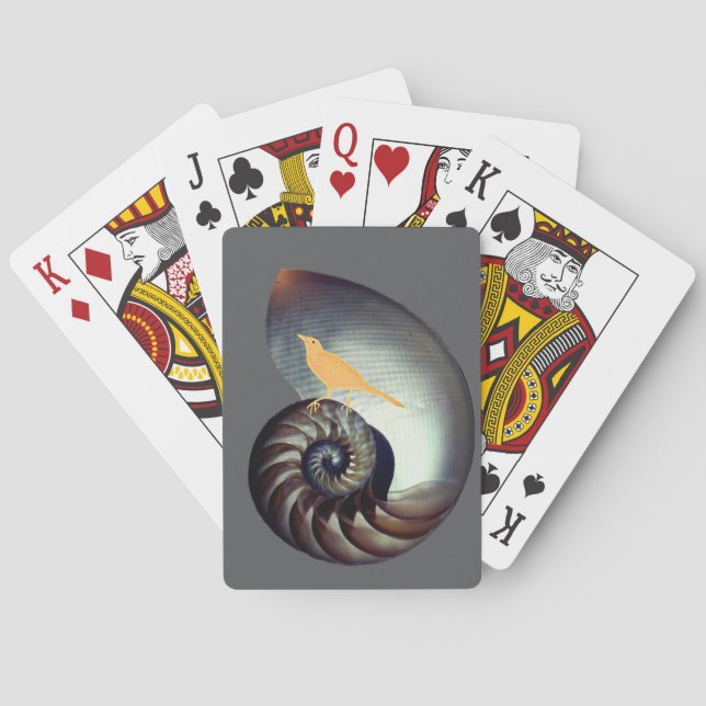 Snigelskal och fågel casinokort (Baksidan)