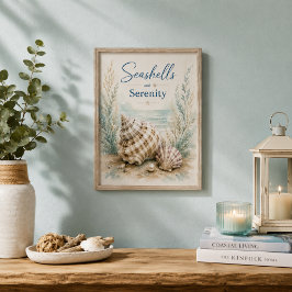Snigelskal och lugn kustnära liten badrum poster