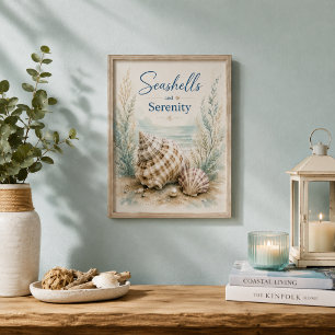 Snigelskal och lugn kustnära liten badrum poster