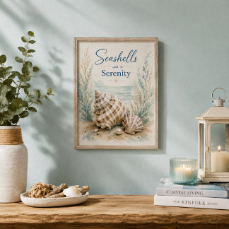 Snigelskal och lugn kustnära liten badrum poster