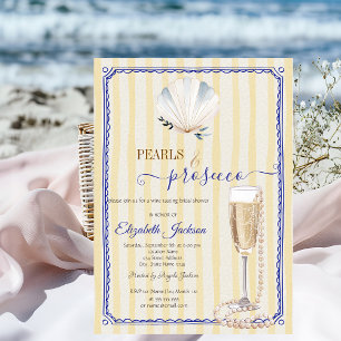 Snigelskal Pärlor & Prosecco Gula Ränder Inbjudningar