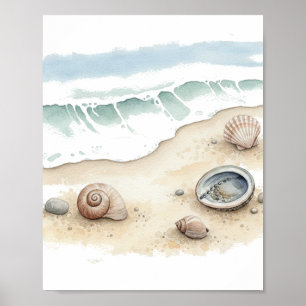Snigelskal & Sand – Vattenaffischpapper (halvblank Poster