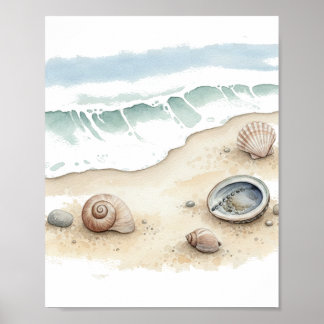 Snigelskal & Sand – Vattenaffischpapper (halvblank Poster