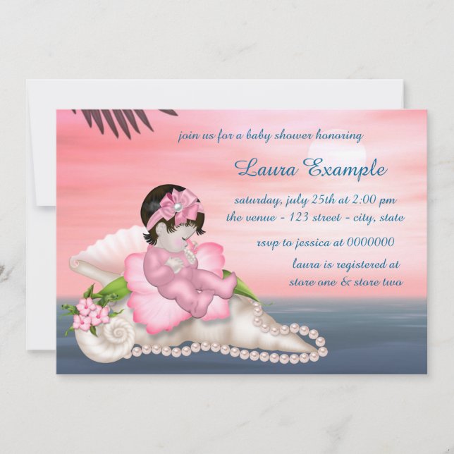 Snigelskal Strand Baby Shower Inbjudningar (Framsida)