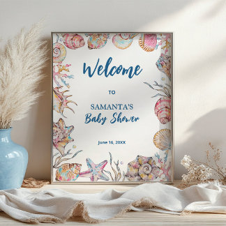 Snigelskal Strand Baby Shower Välkommen Poster