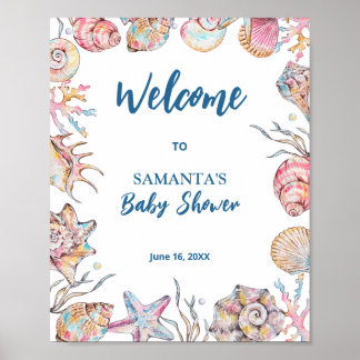 Snigelskal Strand Baby Shower Välkommen Poster
