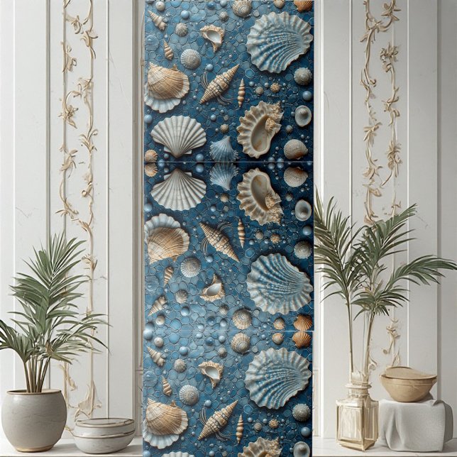 Snigelskal Vattenlevande Fisk Undervattens Mollusk Kakelplatta (Seashell Aquatic Fish Underwater Mollusk Ocean Art Ceramic Tile)