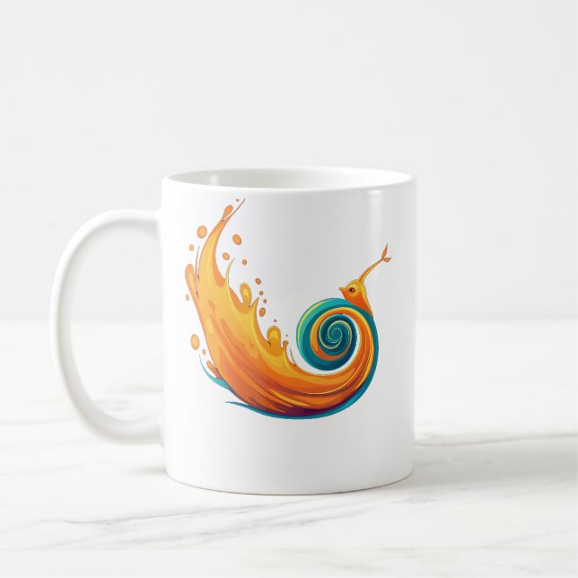 Sniggel som springer snabbt med flammor för brinna kaffemugg (Vänster)