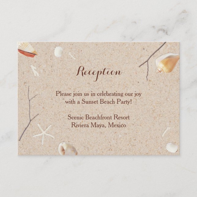 Sniglar & sjöstjärnor på strandbrölloppsinsats tilläggskort (Framsida)