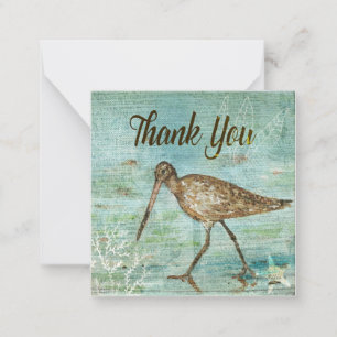 Snipe Bird on Shore Paked Art Tack Anteckningskort